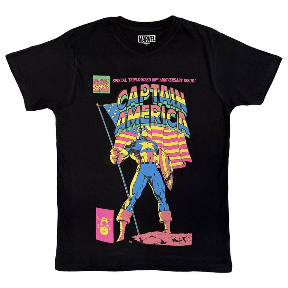 Marvel Comics Unisex Adult Captain America 50th Anniversary T-Shirt / Black